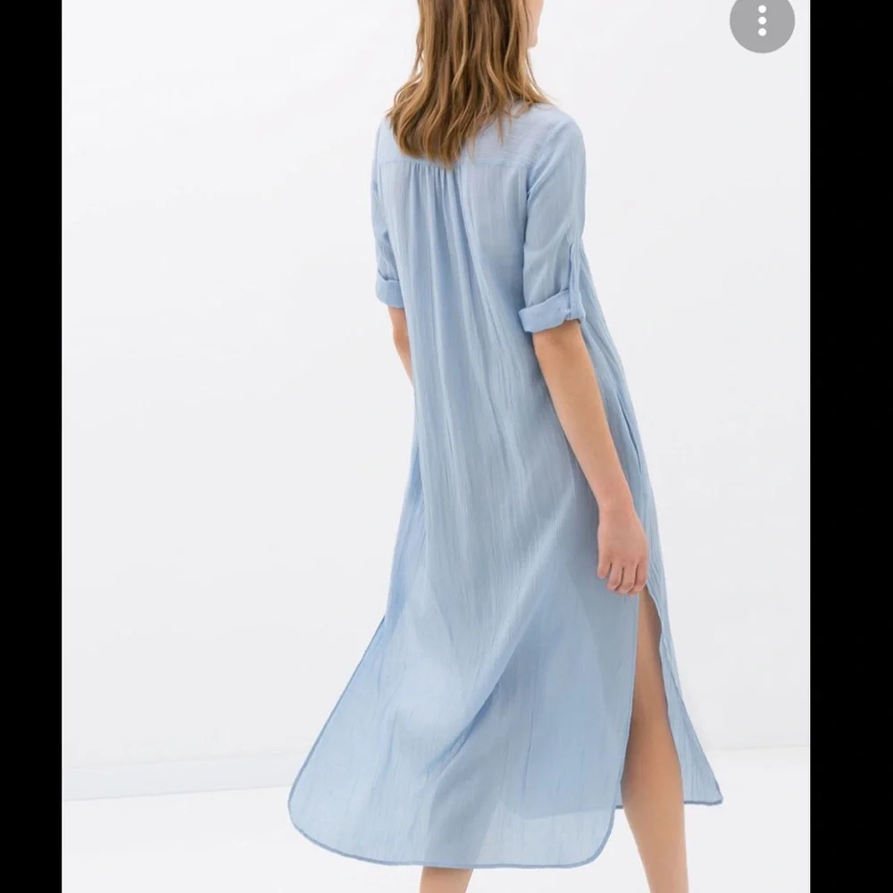 Zara semi sheer cotton blend 3/4 sleeve kaftan dress in red rust. Size S